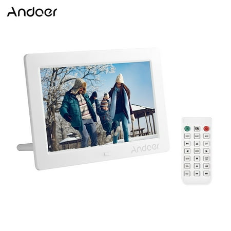 Andoer 8 Inches IPS LED Digital Photo Frame Desktop Electronic Album 1280*800 High Resolution Supports Music/ 1080P Video Player/ Clock/ Calendar Functions with Remote