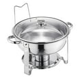 thumbnail image 3 of VEVOR Chafing Dish Buffet Set, 5 Qt 4 Pack, Stainless Steel Chafer with 4 Full Size Pan, Round Catering Warmer Server with Glass Lid Water Pan Folding Stand Fuel Holder, for Wedding Party Banquet, 3 of 9