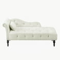 thumbnail image 4 of Sesslife Modern Chaise Velvet Sofa Indoor Wood Legs, Lounge Chairs, White, 4 of 6