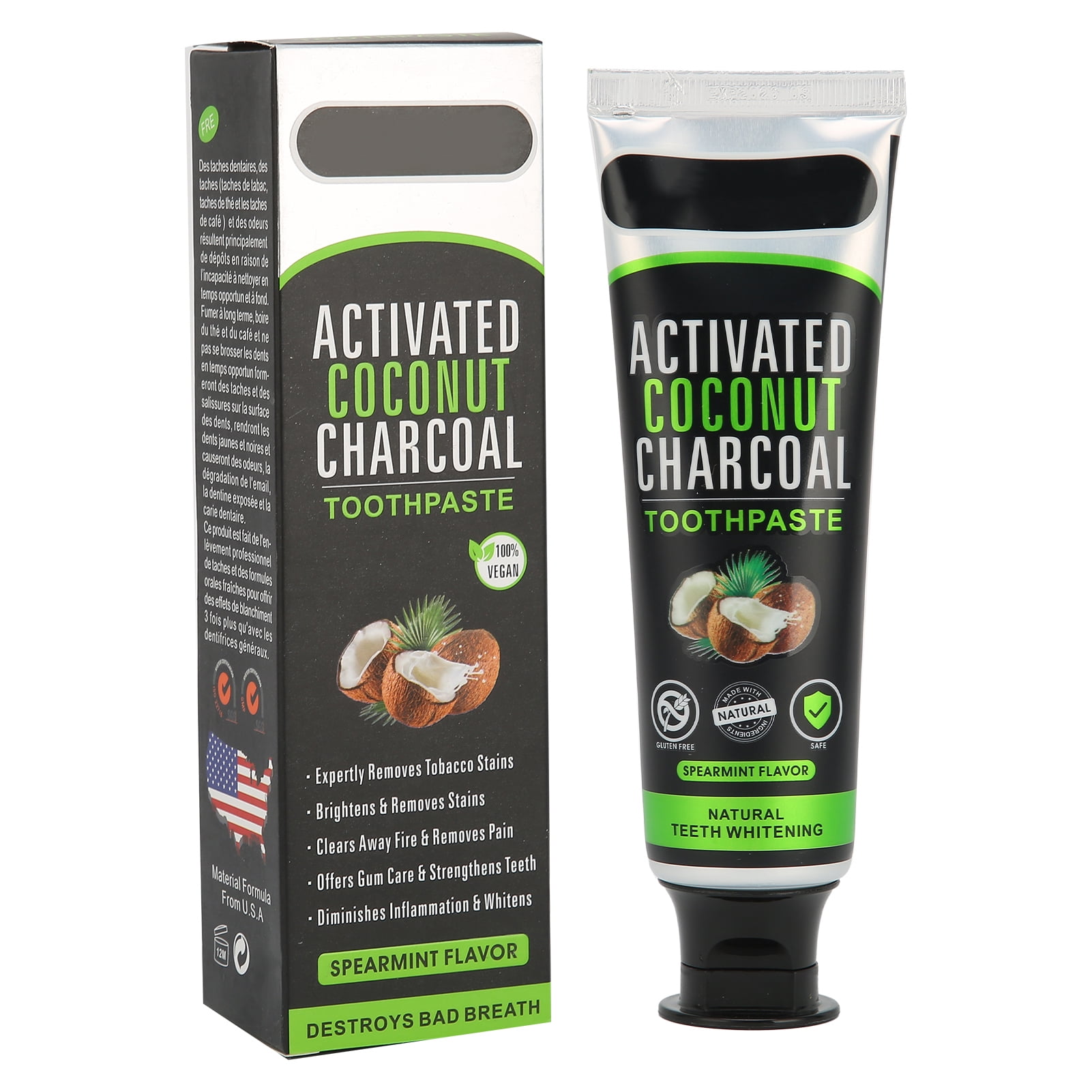 Gupbes Organic Toothpaste Activated Charcoal Toothpaste Coconut Oil Natural Teeth Whitening Oral Care Products 100ml Walmart Com