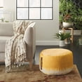 thumbnail image 3 of 20"  Rustic Yellow Abstract Round Pouf Ottoman, 3 of 8