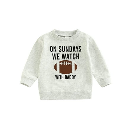 

Toddler Baby Boy Girl Sweatshirt On Sundays We Watch Football with Daddy Mommy Shirt Fall Top Football Outfit