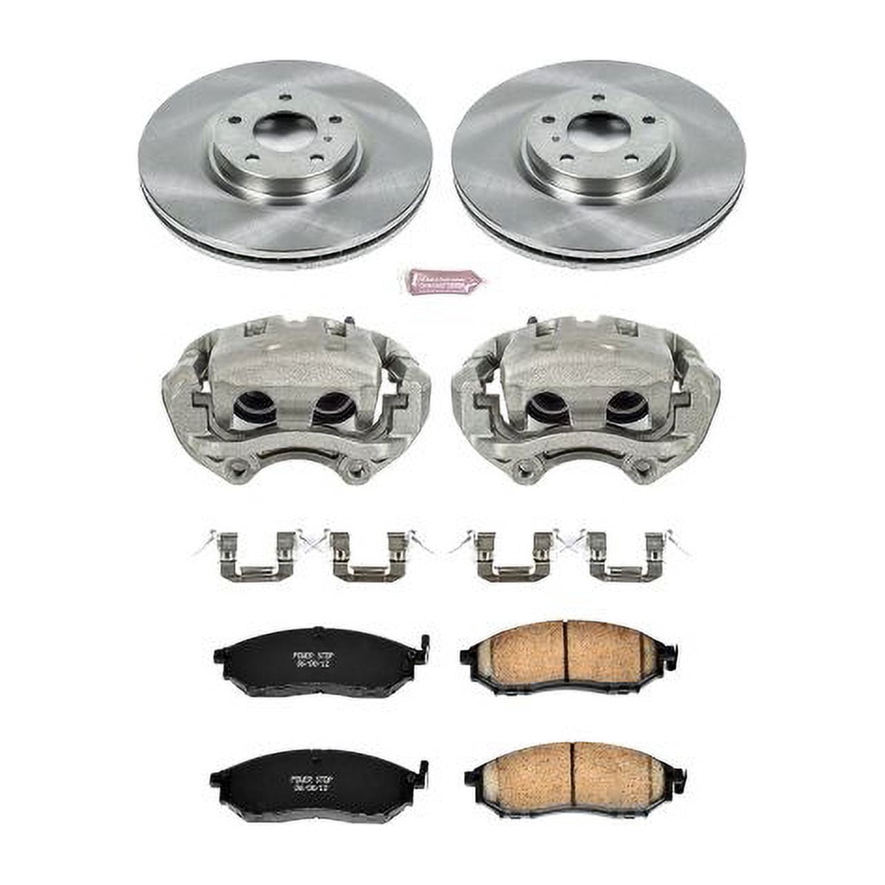 PowerStop Front Stock Replacement Brake Pad and Rotor Kit with Calipers Fits: INFINITI NISSAN Select Models KCOE112A