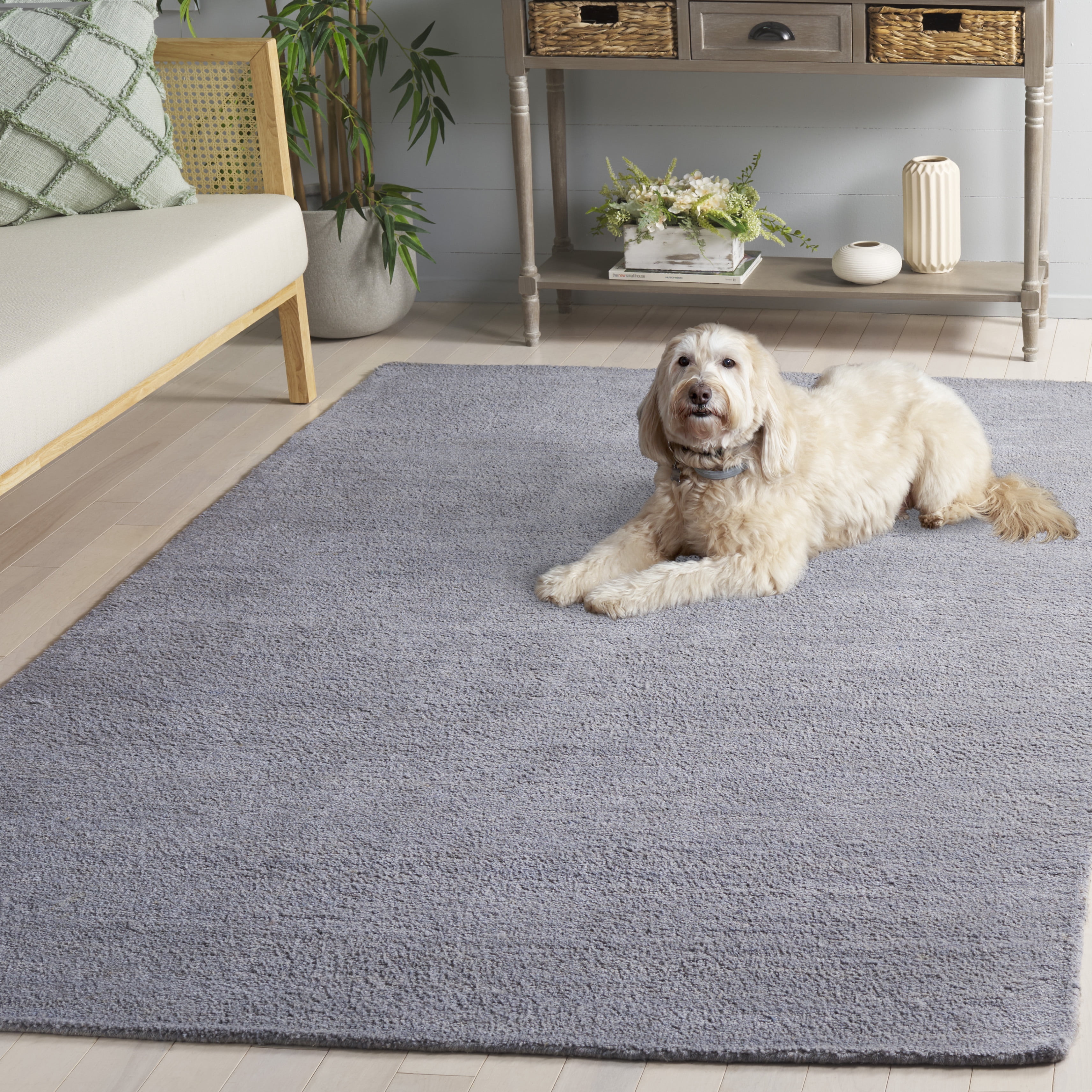 SAFAVIEH Himalaya Rachelle Solid Wool Area Rug, Grey, 6' x 9'