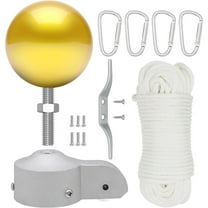 Flag Pole Pulley and Rope kit for 2" to 2.6" Diameter Flag Poles, 50FT Rope, 3.5" Flag Pole Topper, Cast Aluminum Flag Pole Truck, Metal Snap Clips and Cleat (Gold)