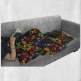 thumbnail image 6 of Geometric Soft Flannel Fleece Throw Blanket, Windows Glass Inspired Rainbow Colored Image with Flowers Like Artwork Print, Cozy Plush for Indoor and Outdoor Use, 50" x 60", Multicolor, by Ambesonne, 6 of 6