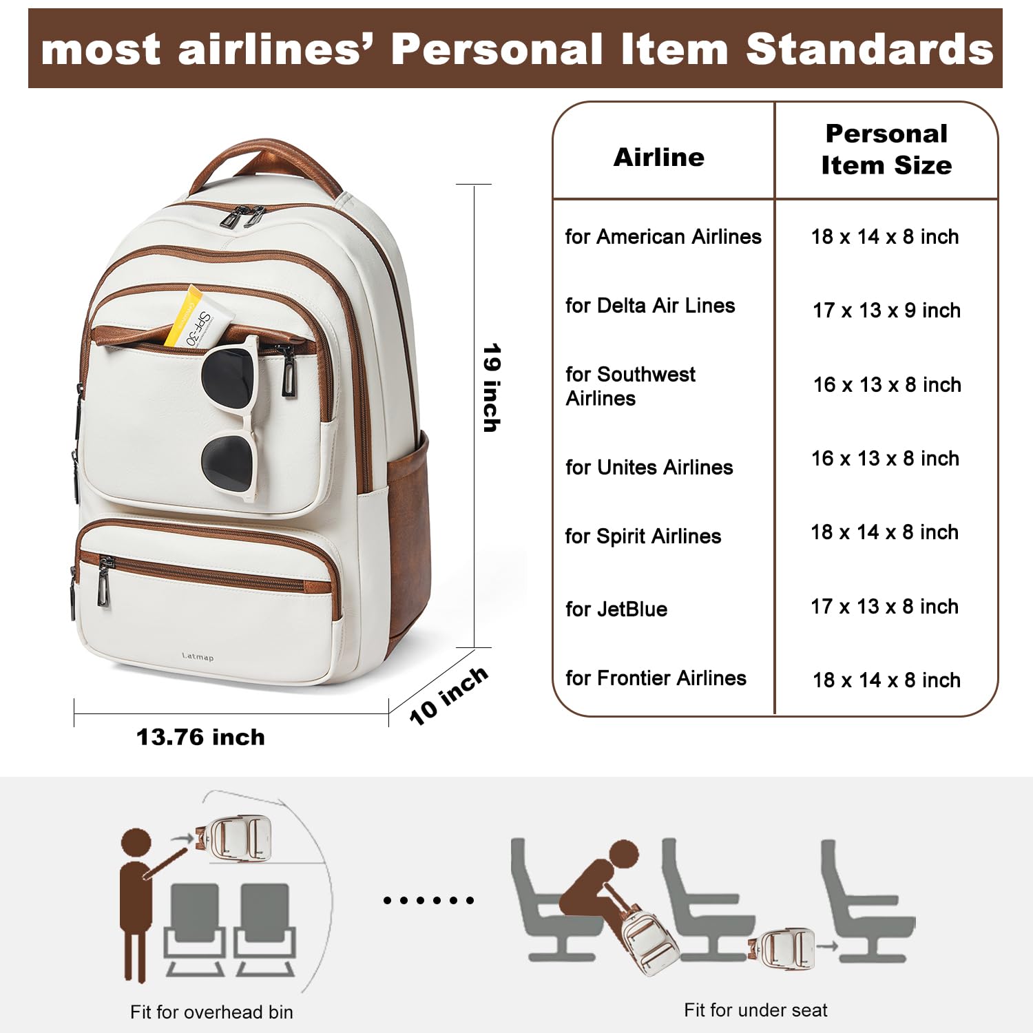 43L Backpack Purse for Women Travel Backpack Leather Large Women 17 16 15.6 Inch Laptop Bag Handbags For Travel Work College Large Beige