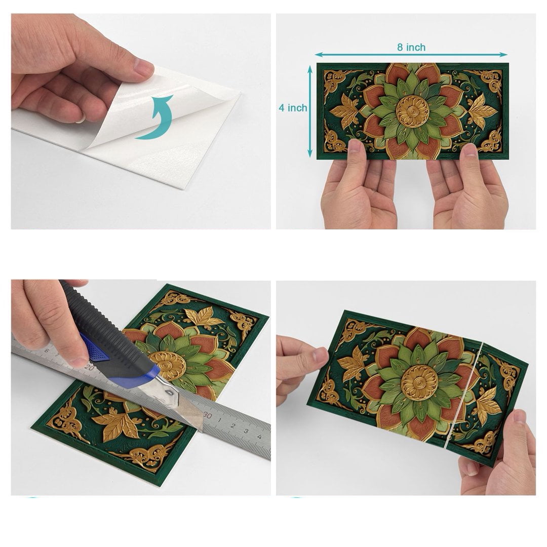 16 Sheet Foaming Board Vinyl Tiles Stickers Wall Decals 8" x 4" Waterproof Peel and Stick Backsplash for Kitchen Bathroom Flowers Pattern Mural