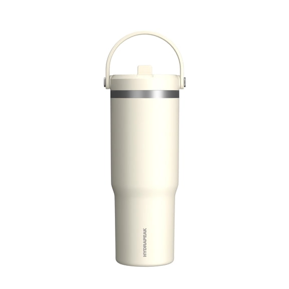 Hydrapeak Nomad 32oz Insulated Tumbler with Straw Lid & Handle, Leakproof Stainless Steel, Ivory