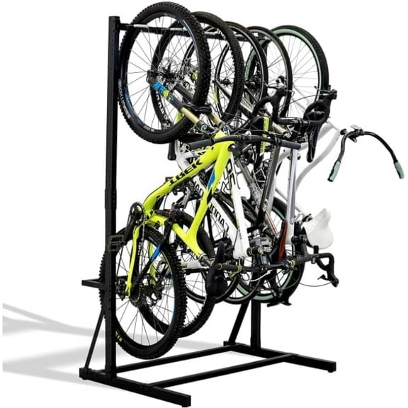 5 Bike Storage Rack, Freestanding Bike Storage, Adjustable Height, Space Saving, Vertical Bike Storage Garage for Front Yards, Backyards, Basements, Storefronts, Workplaces, Up to 300lbs