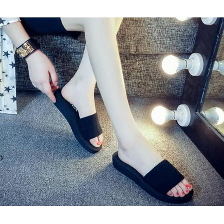 

YTJX Fashion Women Summer Sandals Slipper Indoor Outdoor Flip-flops Beach Shoes BK/36