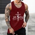 thumbnail image 2 of iOPQO tank tops men Male Summer Cross Printed Tank Tops I Shaped Round Neck Sleeveless Vest Blouse mens tank top + XXL, 2 of 5