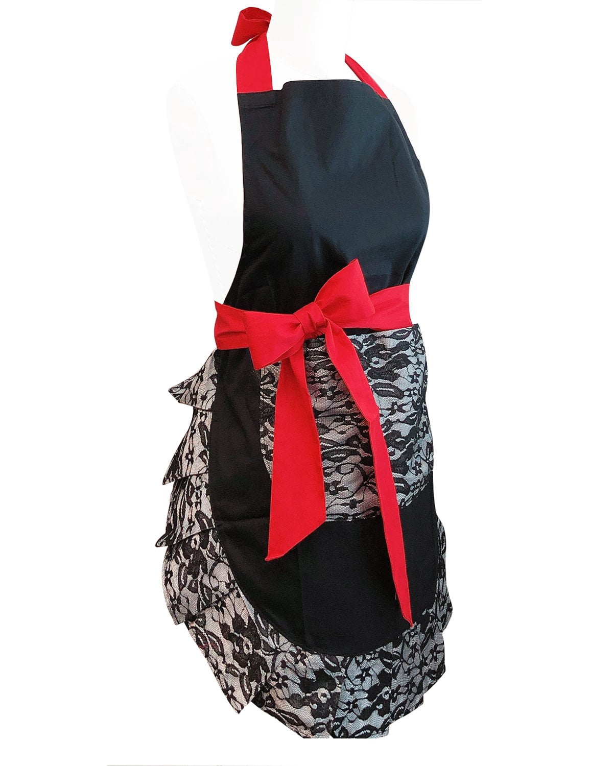 Wrapables Classic Vintage Apron, Sexy Cooking Apron, Mysterious Black Lace