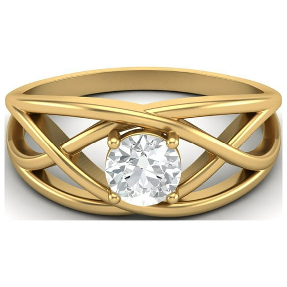 Mooneye 0.50 Ct Moissanite Crossover Shank 925 Sterling Silver Gold Vermeil Women Valentine Ring