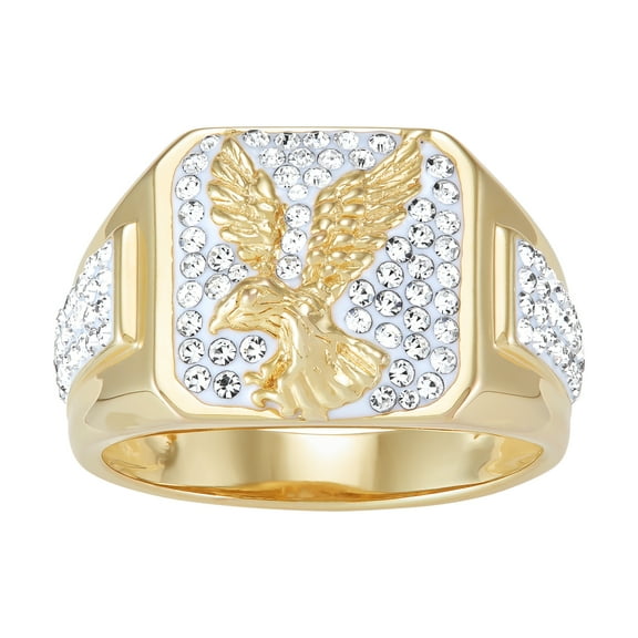 Brilliance Fine Jewelry Crystals Eagle Ring in Sterling Silver and 18K Gold Plate,Size 11