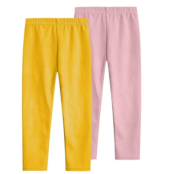 Qingpeng Toddler and Girls 2PC Cotton Leggings Full Length Basic Stretchy Tight Pants