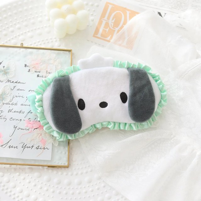 Sanrio-mascarilla de Ojos de felpa para dormir, My Melody Cinnamoroll Kuromi Pochacco K Kawaii, banda para el pelo, máscara opaca de viaje, regalo para niña