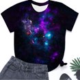 thumbnail image 4 of LUOGENLI T-shirts pour Femmes T-shirts à Col Rond Étoile Mode Décontractée Imprimé Manches Courtes T-shirts Graphiques pour Femmes T-shirts Amusants de la Saint-Valentin T-shirts Graphiques Vêtements d'Été Violet P, 4 of 5