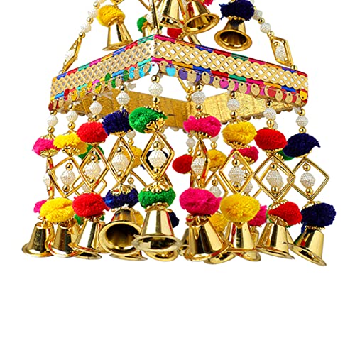 Square Centre Hanging Wall Roof Ceiling Hanging Jhoomar Colorful Pom