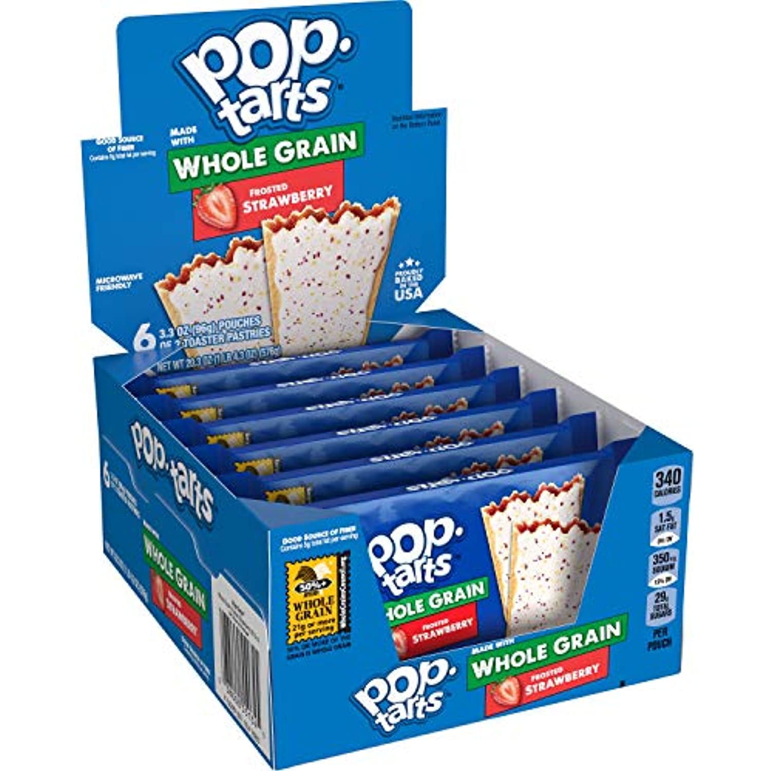 PopTarts Made With Whole Grain, Frosted Strawberry, 21.1Oz (72 Count)