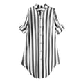 thumbnail image 4 of ZZwxWA Women's Button Down Shirt Dress Oversize Collared Long Sleeve Stripes Linen Tunic Dresses Blouse, 4 of 4