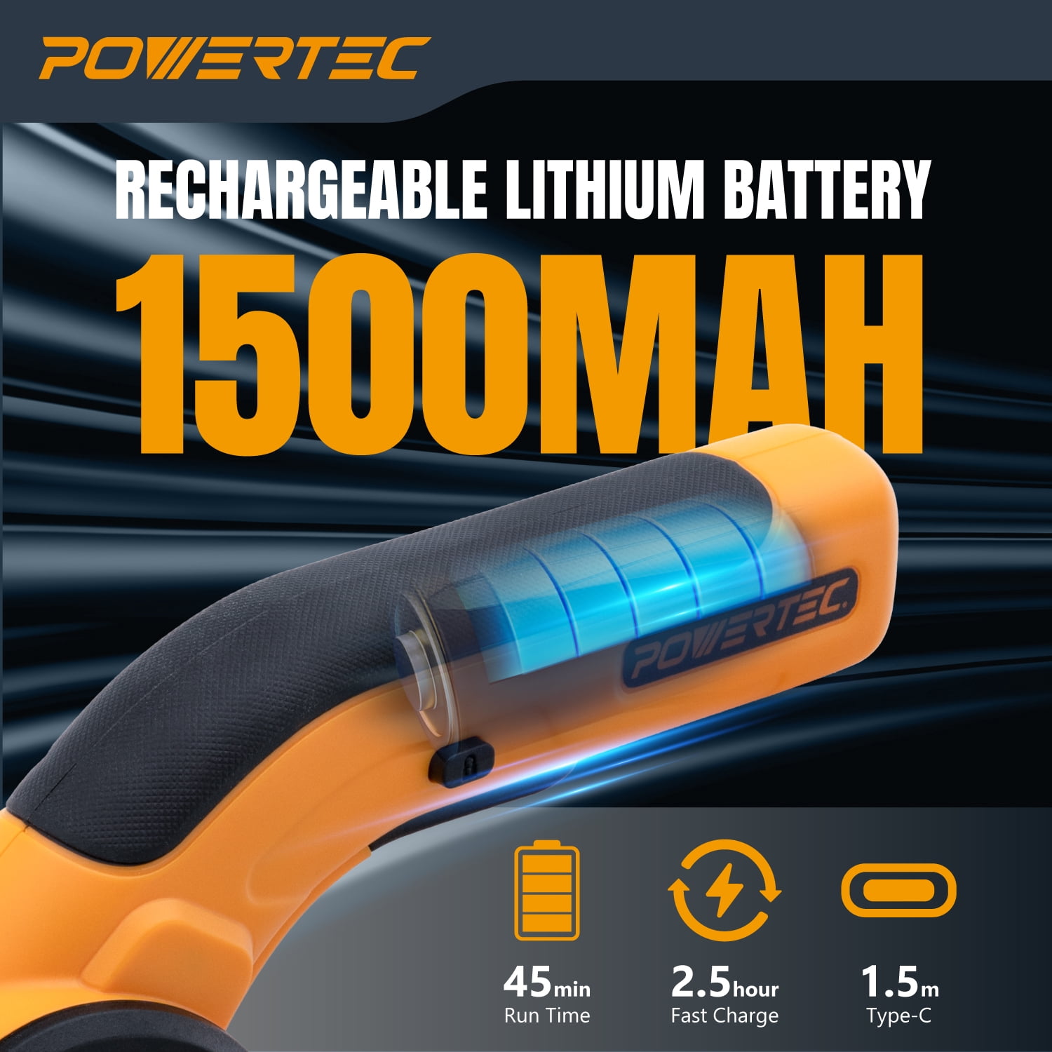 POWERTEC Cordless Electric Scissors – 3.6V Rechargeable Fabric, Cardboard & Carpet Cutter with Fast USB-C Charging, Safety Lock, and Extra Blade for DIY, Crafting & Upholstery (ESS3600)