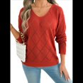 thumbnail image 2 of Suéter de Crochet para Mujer, Top de Larga Calada, Conjuntos de Otoño, Moda Naranja-Rojo L, 2 of 10