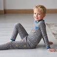 thumbnail image 4 of NIPAXO Boys Pajamas Set Long Sleeve Dinosaur Letter Print Casual Sleepwear with Blue Trim for Toddler Little Boys, 4 of 8