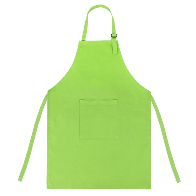 TOPTIE Colorful Cotton Canvas Kid's Aprons with Pocket, Artist Apron & Chef Apron (Green, 27"L x 22"W)