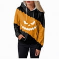 thumbnail image 3 of Godom Halloween Hoodies for Women 2025 cute Pumpkin Face Print Essentials Hoodie Sweatshirts Pullover, 3 of 6
