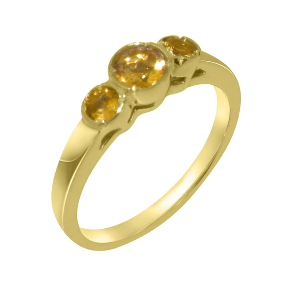 LBG British Made 10k Yellow Gold Natural Citrine Womens Anniversary Ring - 33 size options - Size 10
