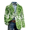 thumbnail image 3 of BLTIBY Men's St. Patrick's Day Corduroy Blazer Shamrock Jacket Button Loose Work Lapel Coat with Pockets Green 13 XL, 3 of 5