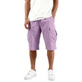 thumbnail image 3 of 3/4 Cargo Capri Shorts for Men Lightweight Elastic Drawstring Waist Bottoms Multi Pocket Below Knee Outdoor Trousers, #01 Purple, XXL, 3 of 8