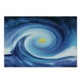 thumbnail image 1 of Abstract Cutting Board, Surfer Wavy Like Design with Little Vivid Point and Sun Print, Decorative Tempered Glass Cutting and Serving Board, Small Size, Blue White and Yellow, by Ambesonne, 1 of 1