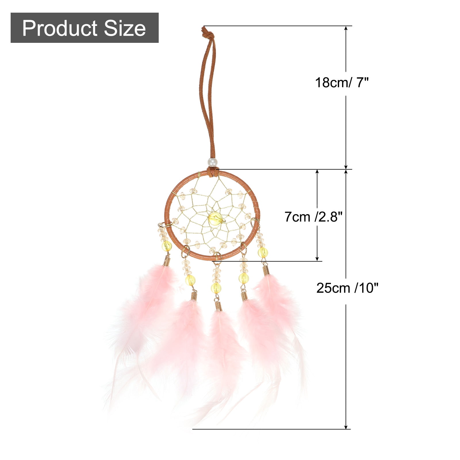 Unique Bargains Dream Catchers Handmade Feather Dreamcatcher with Crystal Beads Red