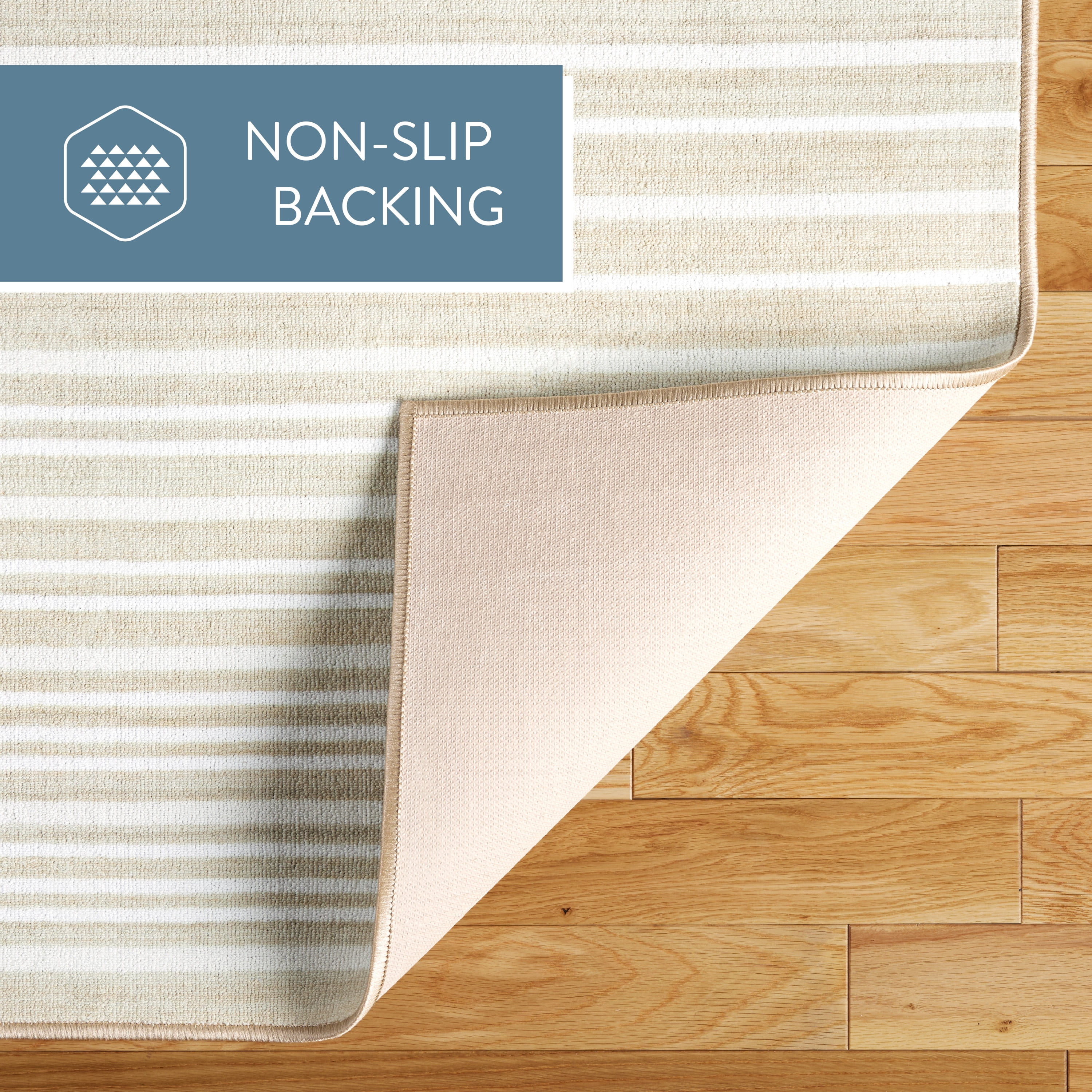 TOWN & COUNTRY BASICS Layne Modern Stripe Everwash® Washable Area Rug with Non-Slip Backing, Pet Friendly Rug, Cream/Beige, 5'2"x7'2"