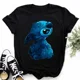 thumbnail image 2 of Camisetas con patrón de puntada para mujer, Tops de manga corta, camiseta de gran tamaño con cuello redondo, Top Y2k, nuevo, 2 of 5