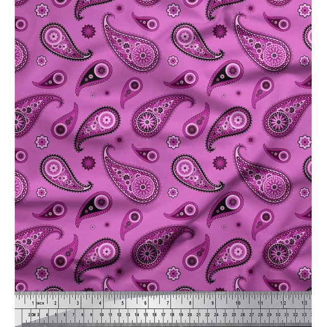 Soimoi Rayon Fabric Floral & Paisley Print Sewing Fabric Yard 56 Inch Wide