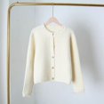 thumbnail image 3 of Suéter Sandros de primavera y otoño con cuello de perla y volantes plisados para mujer, cárdigan francés, cárdigan informal de moda para mujer 2024 nuevo, 3 of 4