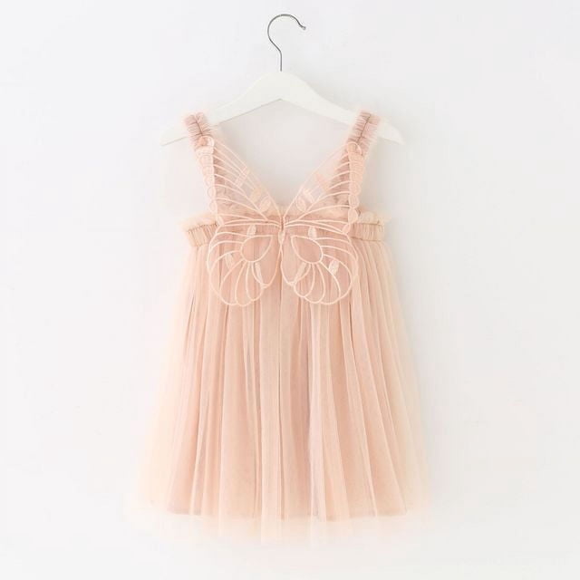 Robe d'Été Fille Kawaii Aile d'Ange Fée Bouffante Robe Tout-Petit Enfant Nouvelle Robe Princesse à Bretelles en Maille pour Filles Robes de Fête d'Anniversaire MTK02