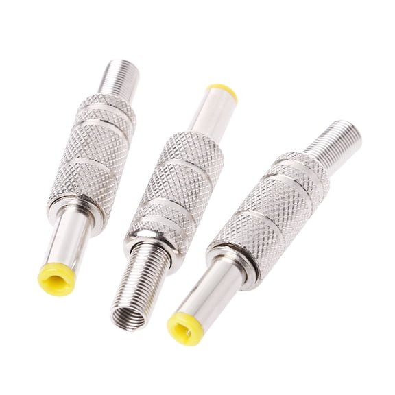 GENEMA 5 Pcs Metal 5.5x2.1mm DC Power Male Plug Jack Adapter Connector with Yellow Head