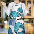 thumbnail image 6 of White Blue Butterfly Pattern Apron-Garden Aprons for Women with Pockets-Cotton Linen Waterproof Kitchen Cooking Gardening Aprons Adjustable for Kitchen,Cooking,BBQ and Salon 33x27 Inch, 6 of 7