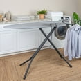 thumbnail image 4 of Household Essentials Wide Mega Ironing Board 4-Leg, Heat-Resistant Fiber Pad and Cotton Cover, Sleeve Board and Iron Rest with Hanger Bar, Matte Black Frame, Grey Cover, 4 of 13