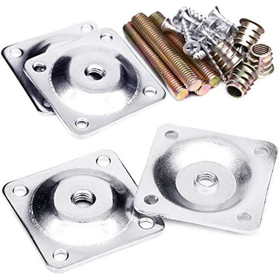 Leg Mounting Plates Furniture Leg Attachment Plates Industrial Strength T-plate 516 (m8) Sofa Legs With Hanger Bolts
