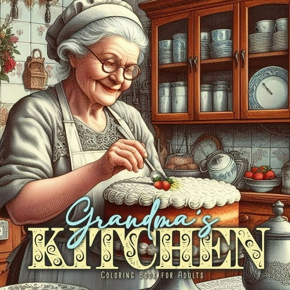 GrandmaÂ´s Kitchen Coloring Book for Adults: Cottage Kitchen Coloring Book for Adults Vintage Coloring Book for Adults Gr, (Paperback)