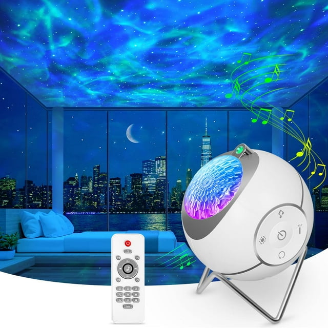 Proyector de cielo estrellado, proyector de galaxia, lámpara LED de planetario, proyector de galaxia, luz nocturna para niños con rotación de 360 grados y control remoto para bebés y niños
