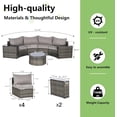 thumbnail image 4 of 7 Pieces Half-Moon Outdoor Patio Furniture Set, Rattan Patio Conversation Set with Coffee Table & 2 Sofa Side Table for Backyard, Gray, 4 of 7