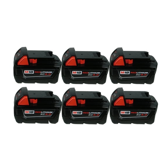 Milwaukee 48-11-1850 M18 5.0 Ah REDLITHIUM XC Batteries 18V  (6 Pack)