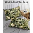 thumbnail image 3 of Summer Tropical Leaves Pillow Covers King Size 2 Pack, Watercolor Botanical Plants Soft Bed Throw Pillowcases Breathable Cooling Long Lumbar Body Pillow Sham Cover for Bed Sofa 20''x36'', 3 of 7