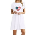 thumbnail image 2 of RT5YKing Robe Décontractée Mode Printemps Été Jour de l'Indépendance Manches Courtes Col Rond Mi-Mollet Robes pour Femmes 2023, 2 of 4